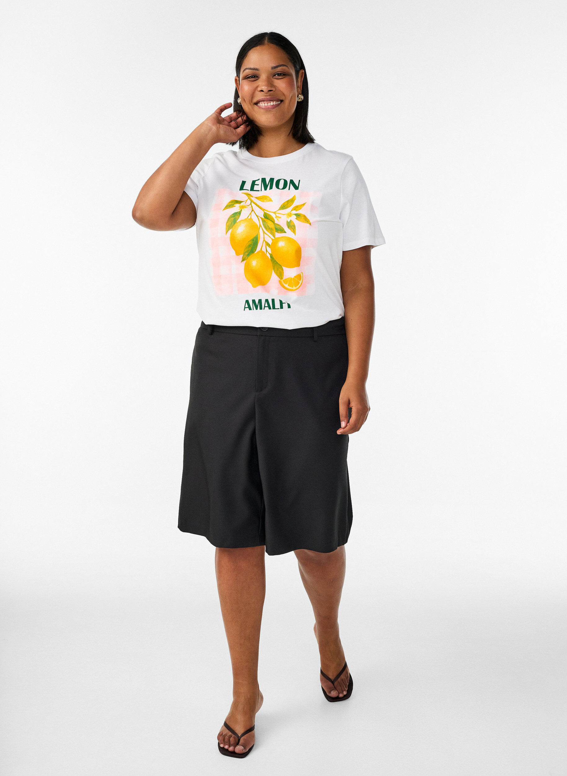 ZizziT-shirt en coton avec imprim&eacute;, Blanc, Model image number 1
