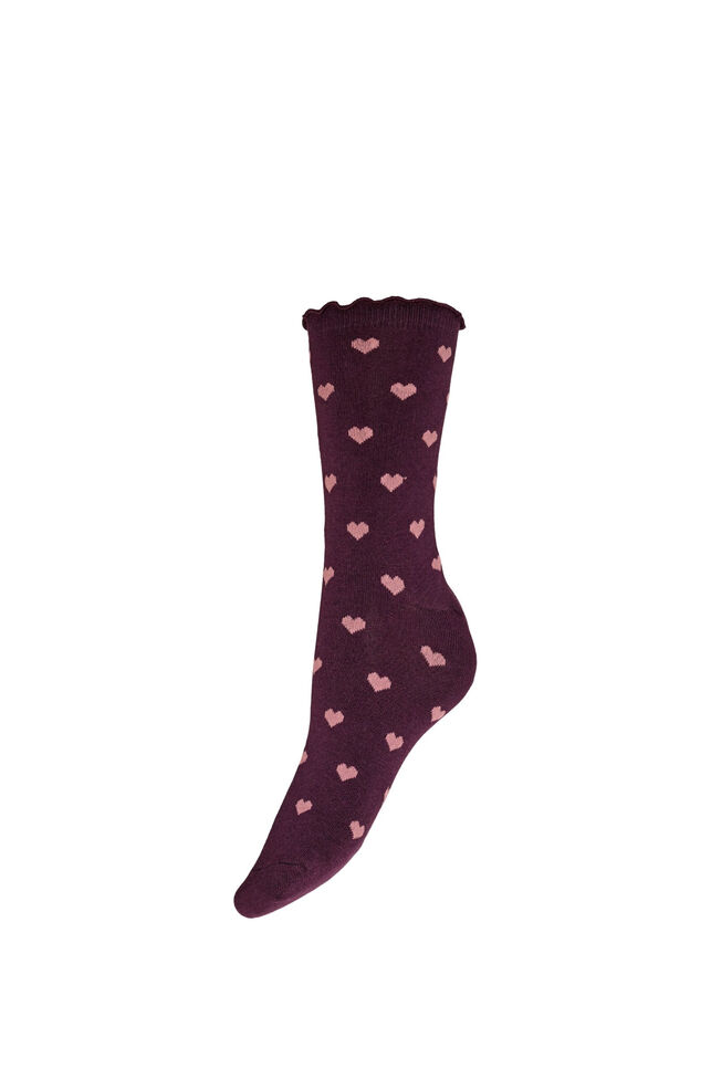 Chaussettes en coton avec des motifs, Bordeaux, Packshot image number 0