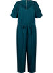Jumpsuit mit Gürtel und kurzen Ärmeln, Sea Moss Melange, Packshot image number 0