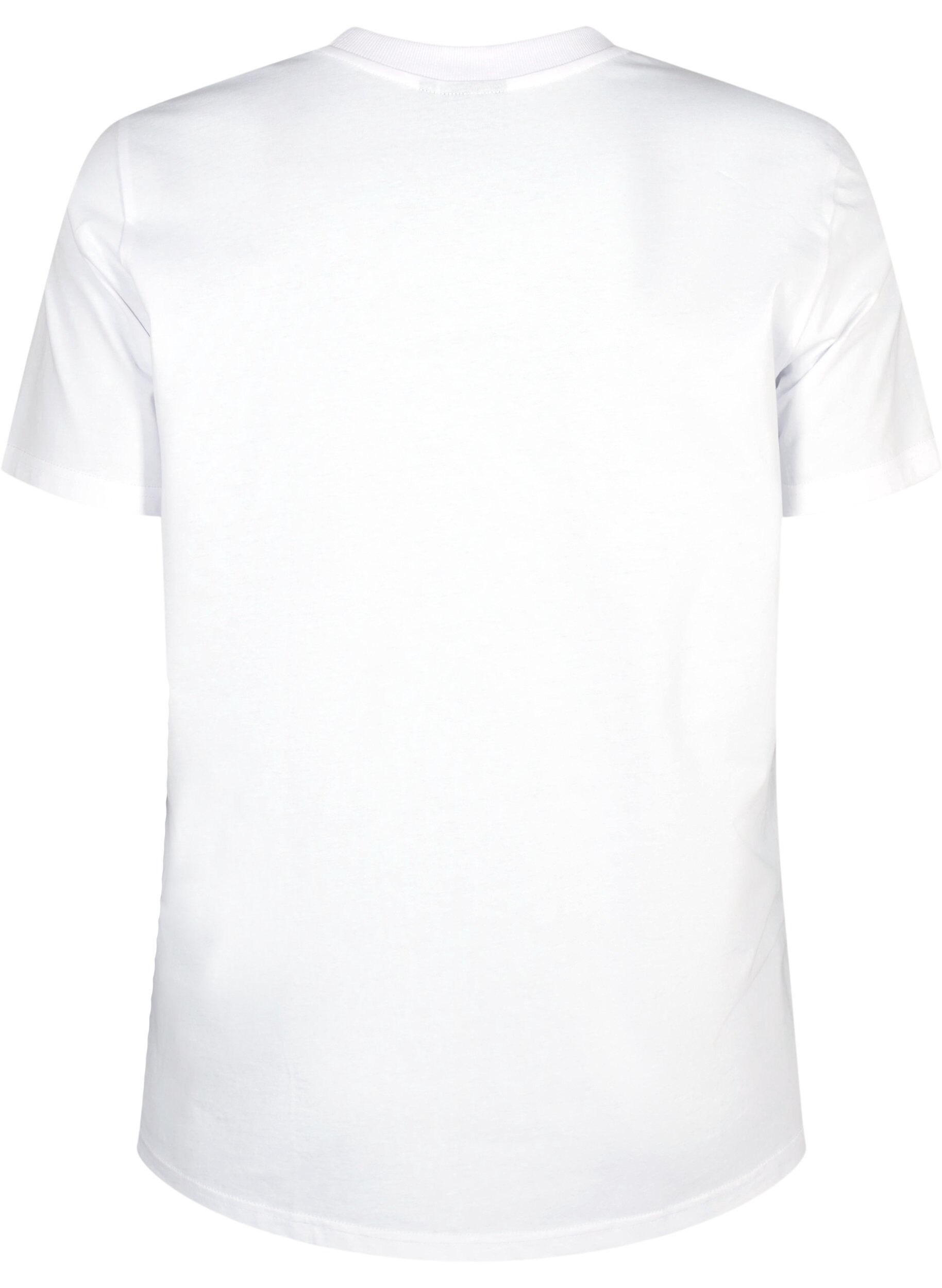 Zizzi Basic T-Shirt aus Baumwolle mit Rundhalsausschnitt, Wei&szlig;, Packshot image number 1