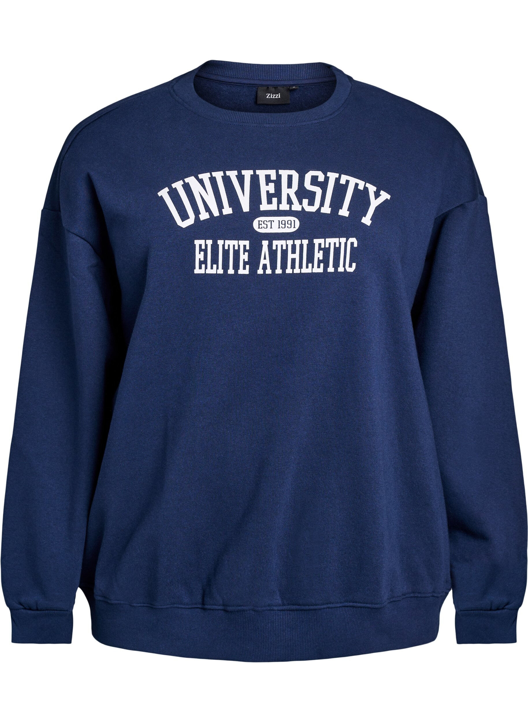 Zizzi Sweatshirt mit Textaufdruck, Blau, Packshot image number 0