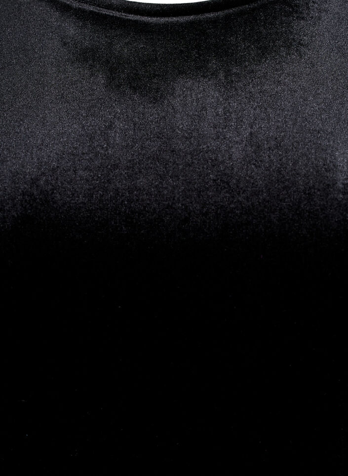 Kurzärmeliges Top aus Velours, Schwarz, Packshot image number 2