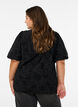 Blouse avec motif floral et manches ballon, Noir, Model image number 2