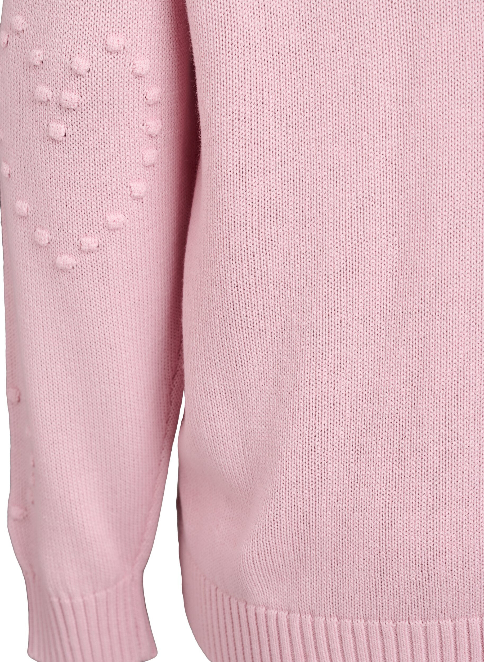 Zizzi Lockere Strickbluse mit Herzmuster, Pink, Packshot image number 3