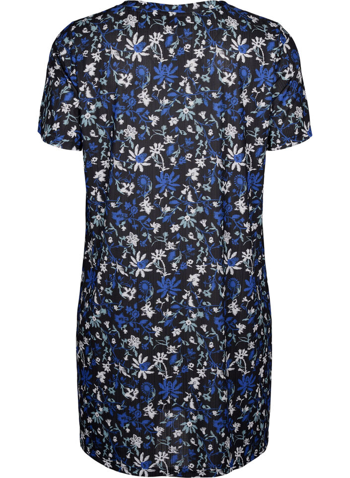 FLASH – Robe à imprimé floral et manches courtes, Black Blue Green AOP, Packshot image number 1
