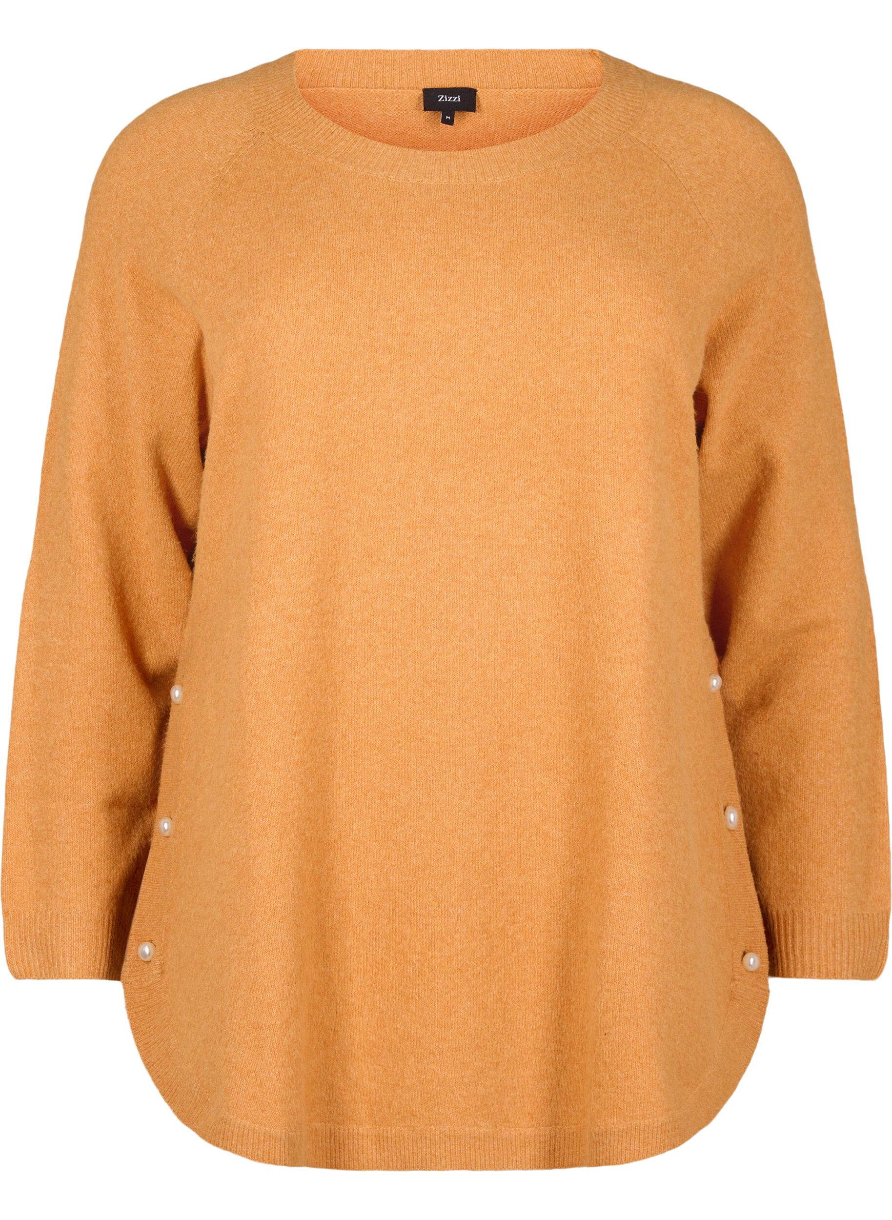 Zizzi Chemisier en tricot avec des d&eacute;tails de perles, Yam White Mel., Packshot image number 0