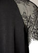 Blouse &agrave; col montant avec manches courtes en dentelle, Noir, Packshot image number 3
