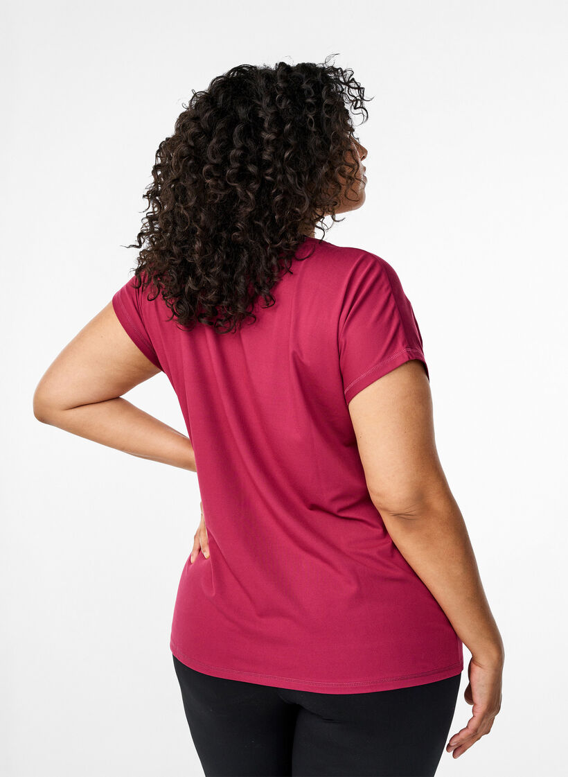 Unifarbenes T-Shirt fürs Training, Rot, Model image number 2