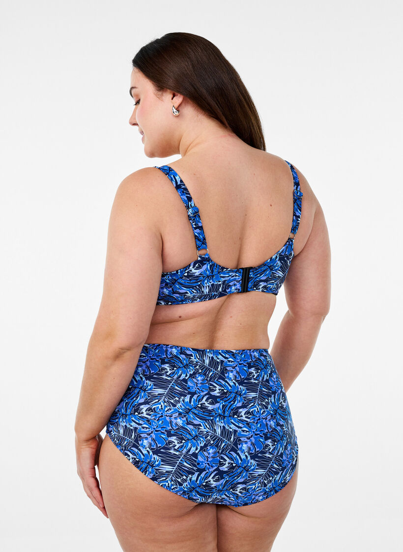Bikinioberteil mit B&uuml;gel und Muster, Blau, Model image number 2