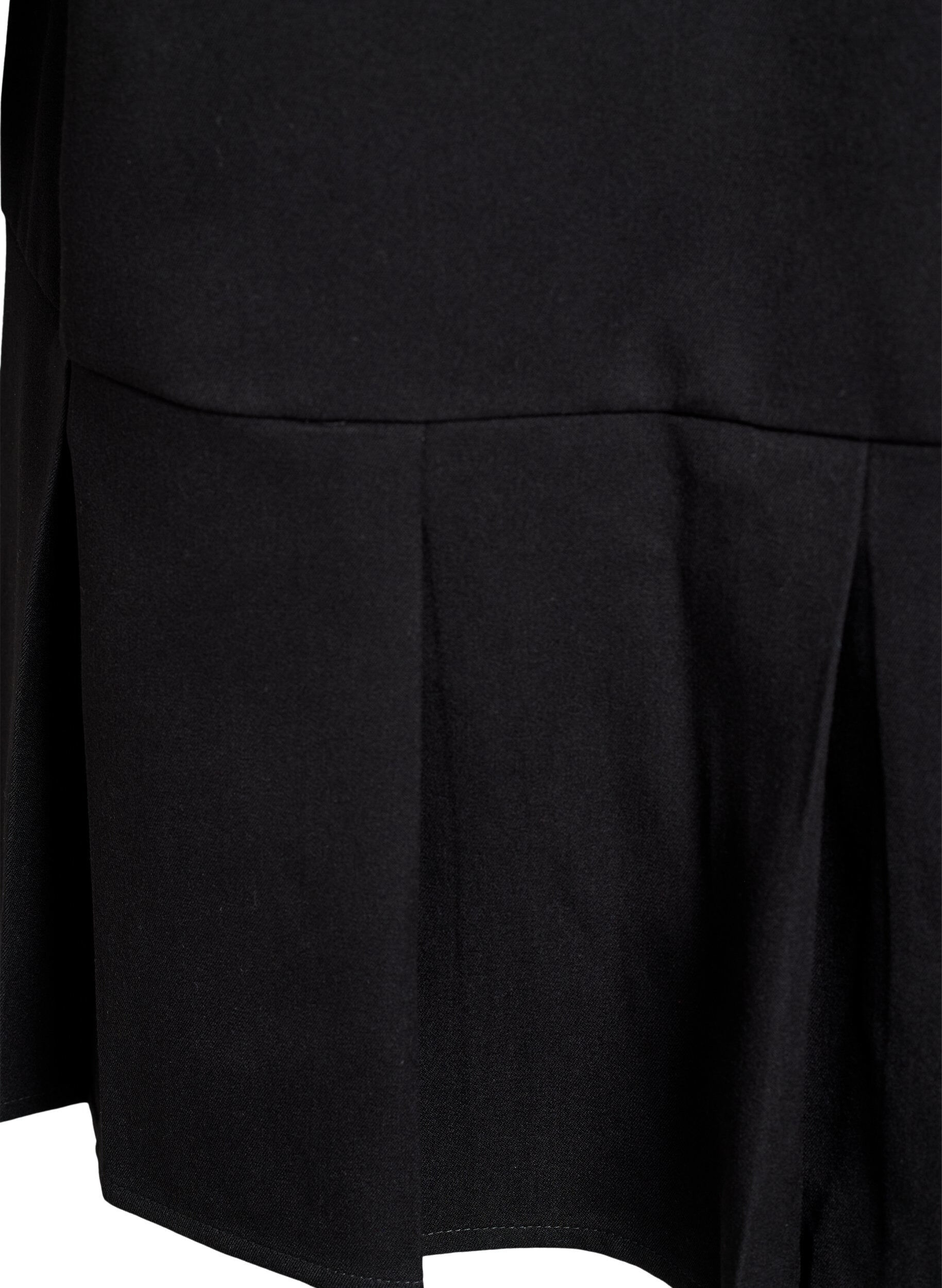 Zizzi Kurzes A-Linien-Kleid mit langen &Auml;rmeln, Schwarz, Packshot image number 3