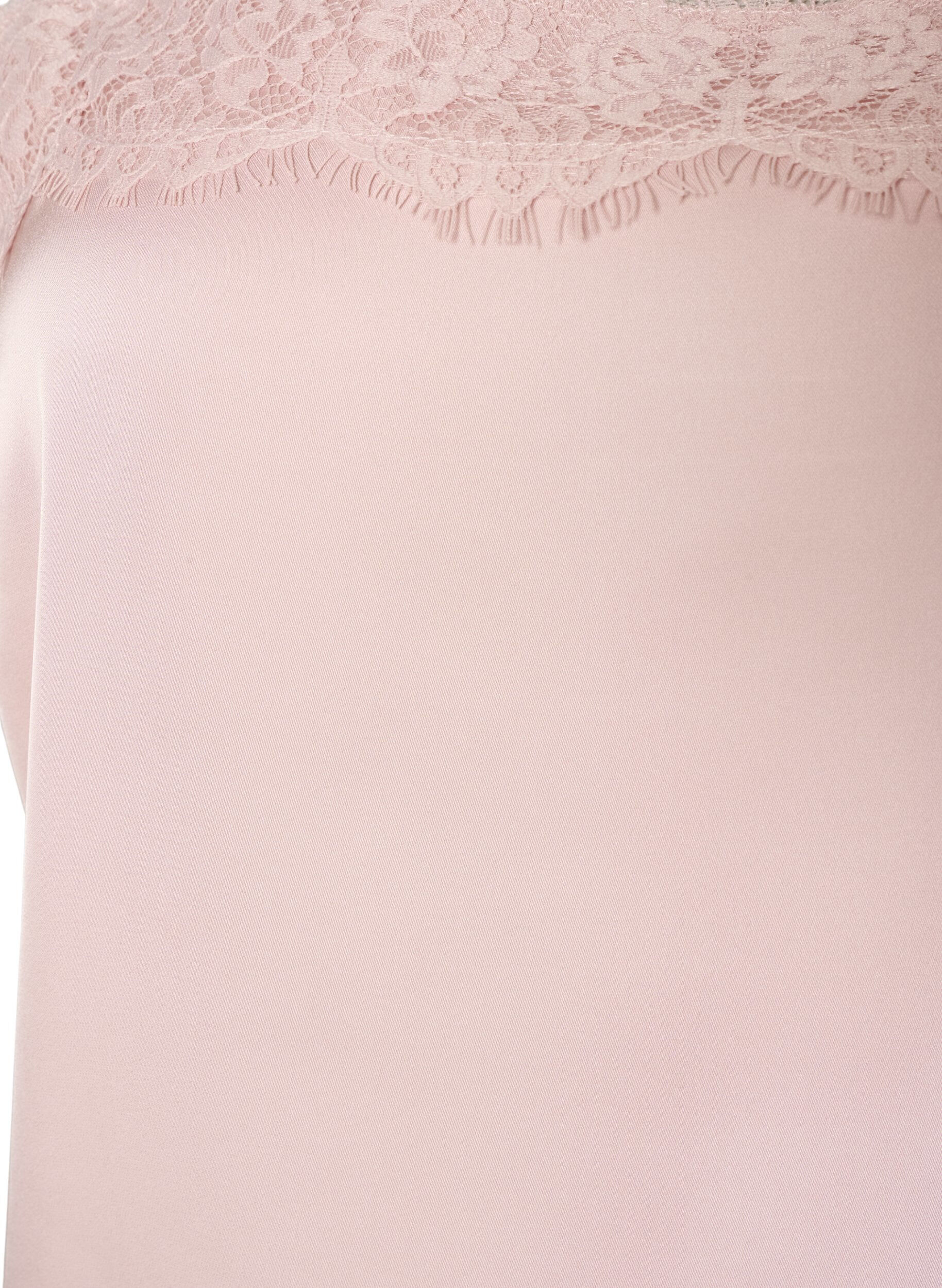 ZizziHaut long en satin bord&eacute; de dentelle, Rose poudr&eacute;e, Packshot image number 2