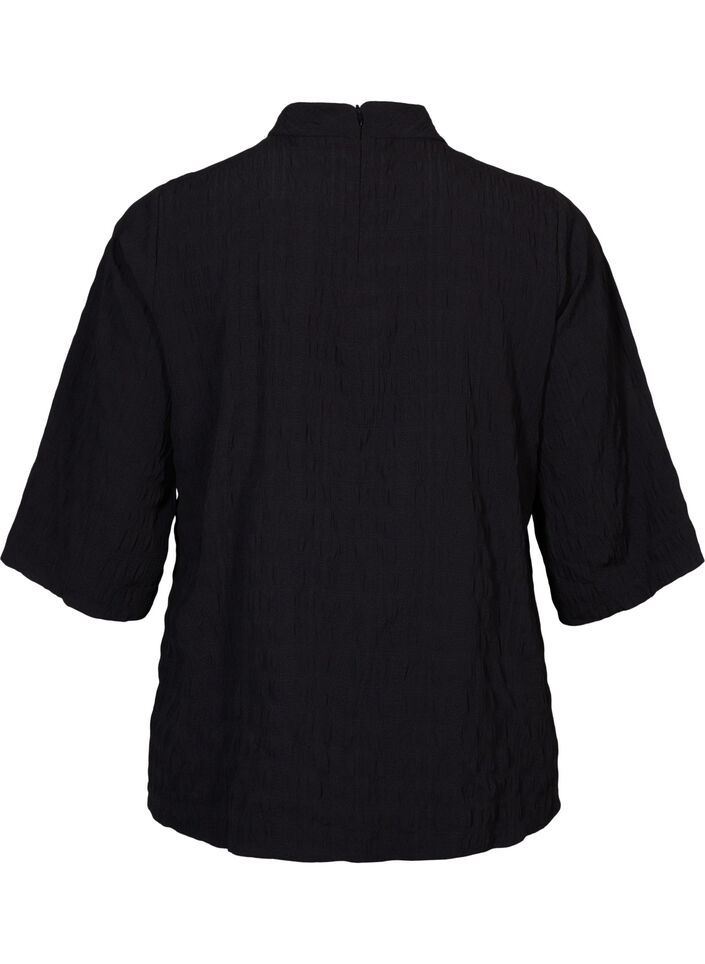 Blouse avec encolure haute et manches 3/4, Black, Packshot image number 1