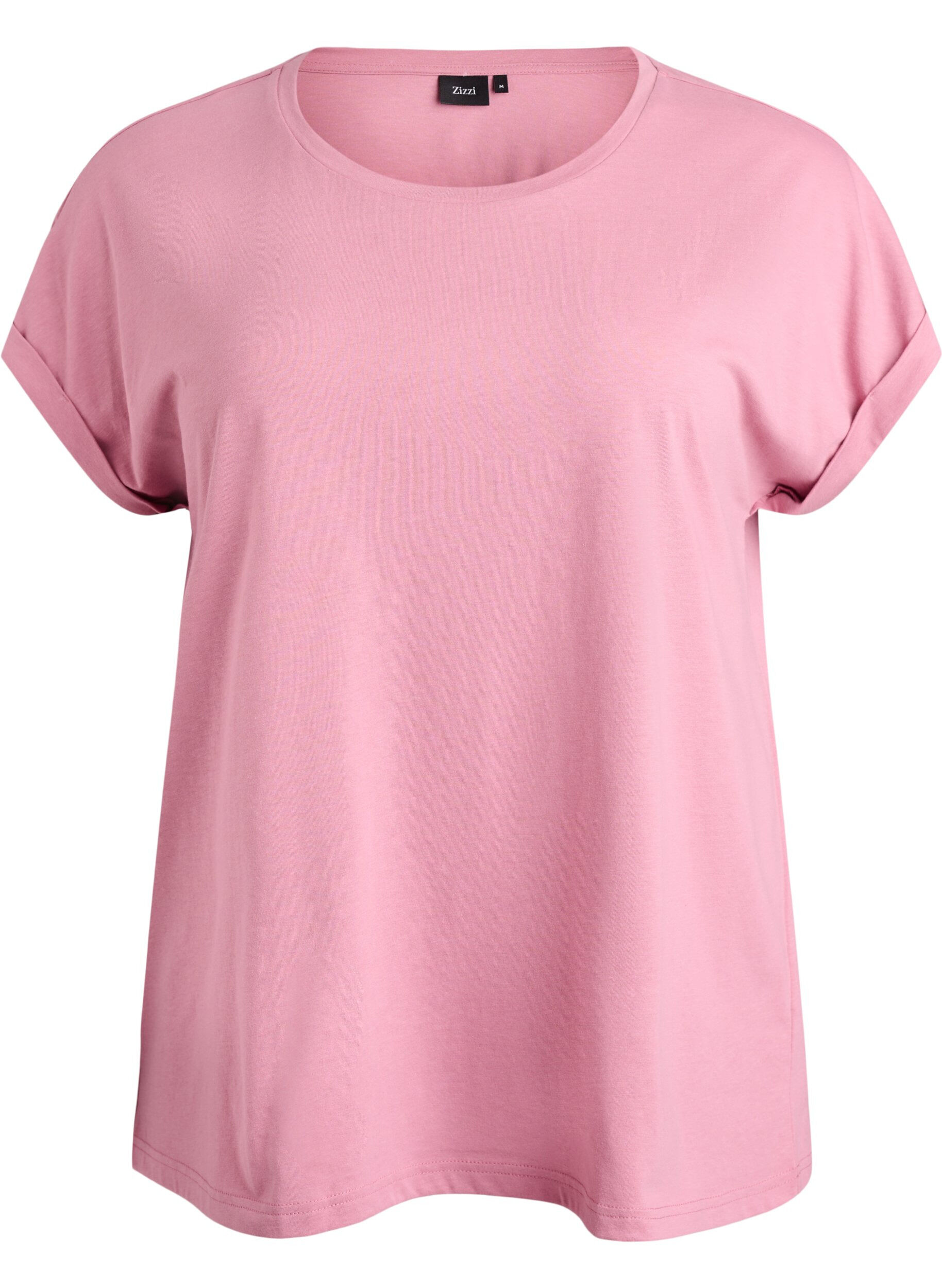 ZizziT-shirt &agrave; manches courtes en coton m&eacute;lang&eacute;, Rose, Packshot image number 0