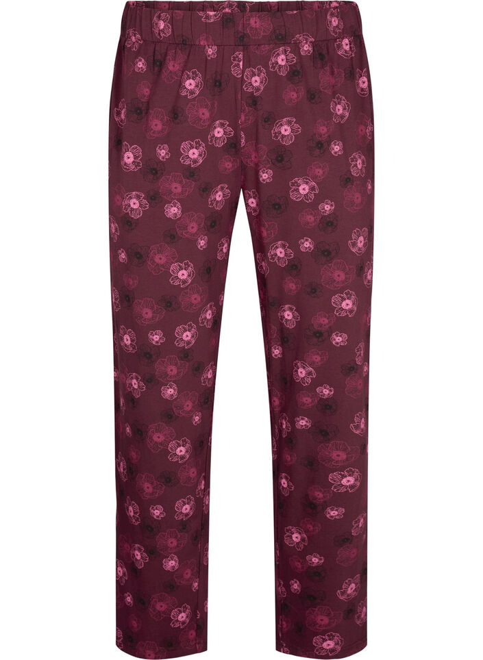 Cotton Pyjamas Hose mit Druck, Dunkles Bordeaux, Packshot image number 0