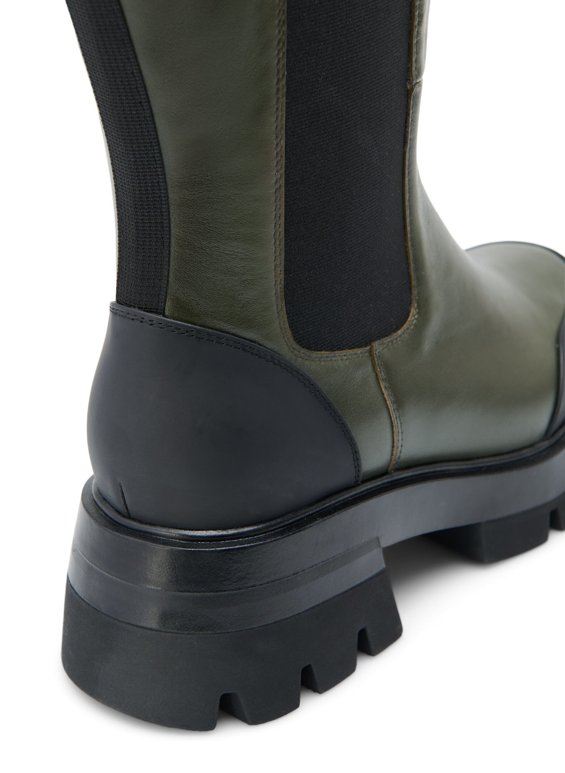 Zizzi Bottes en cuir large avec un long tige et &eacute;lastique, Deep Depths, Packshot image number 2