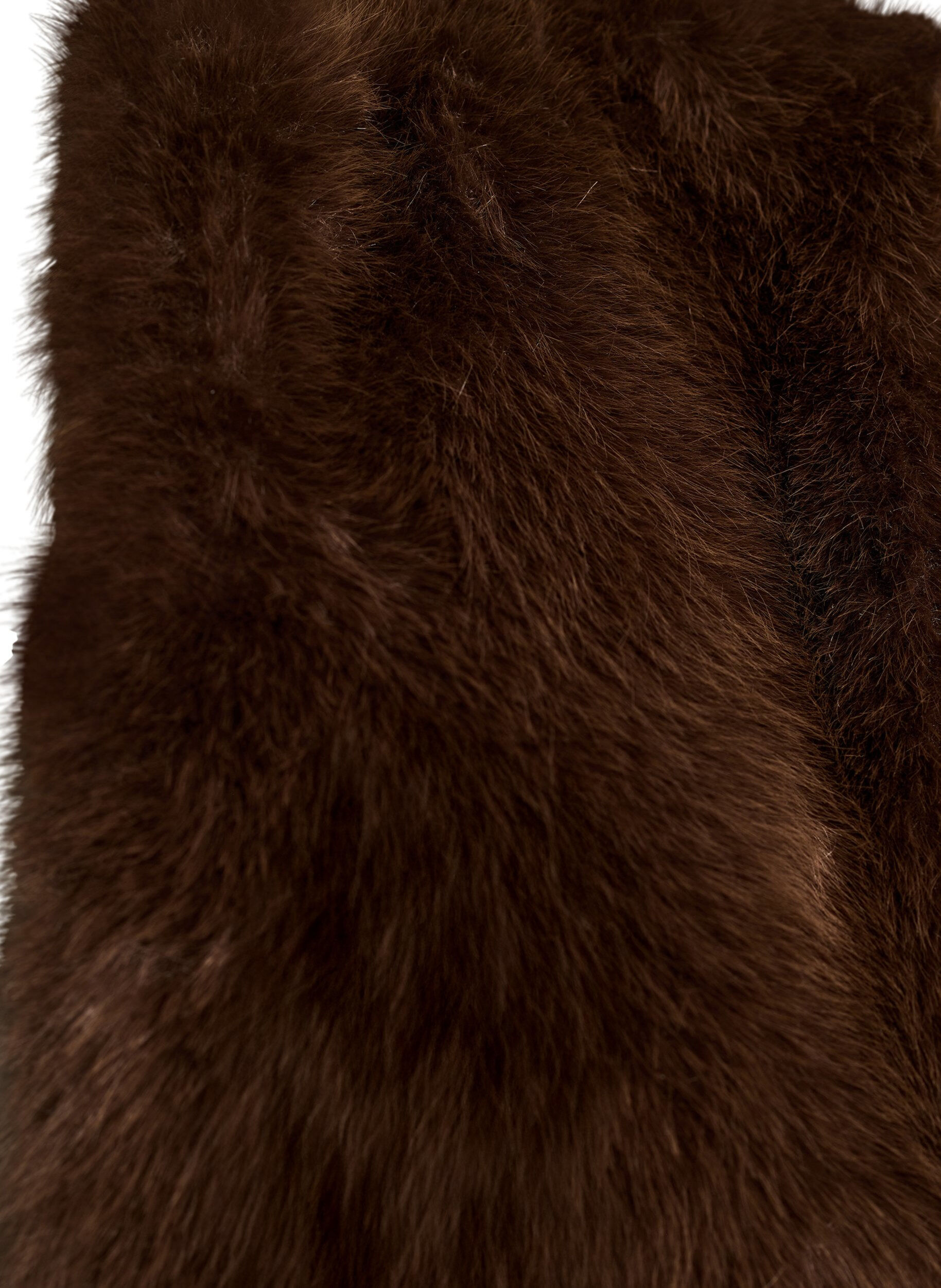 ZizziVeste courte en fausse fourrure ouverte sur le devant, Marron, Packshot image number 3