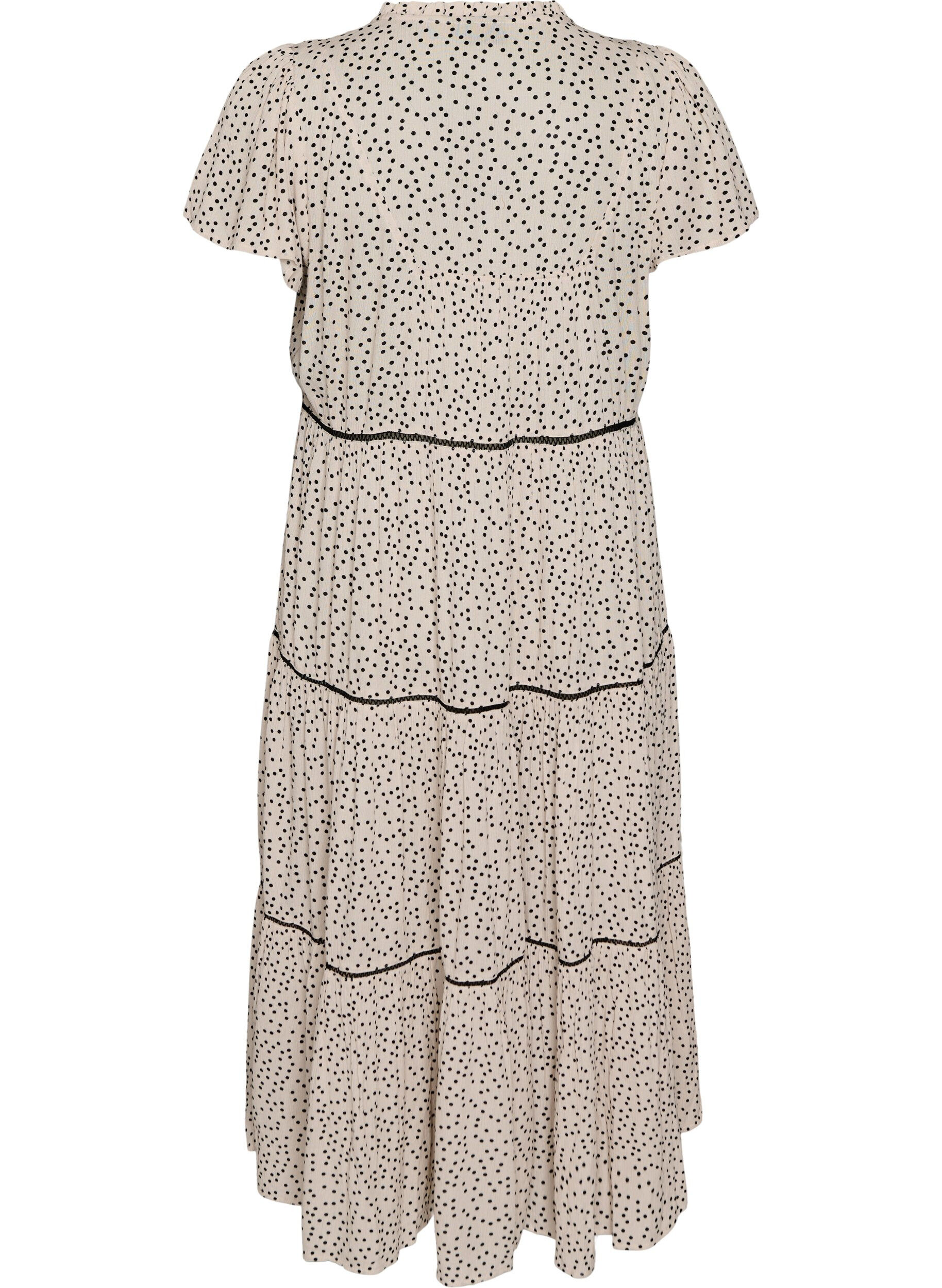 Zizzi Gemustertes Midikleid aus Viskose, Wei&szlig;, Packshot image number 1