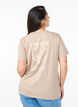 T-shirt avec imprim&eacute; de texte et col rond, Marron, Model image number 2