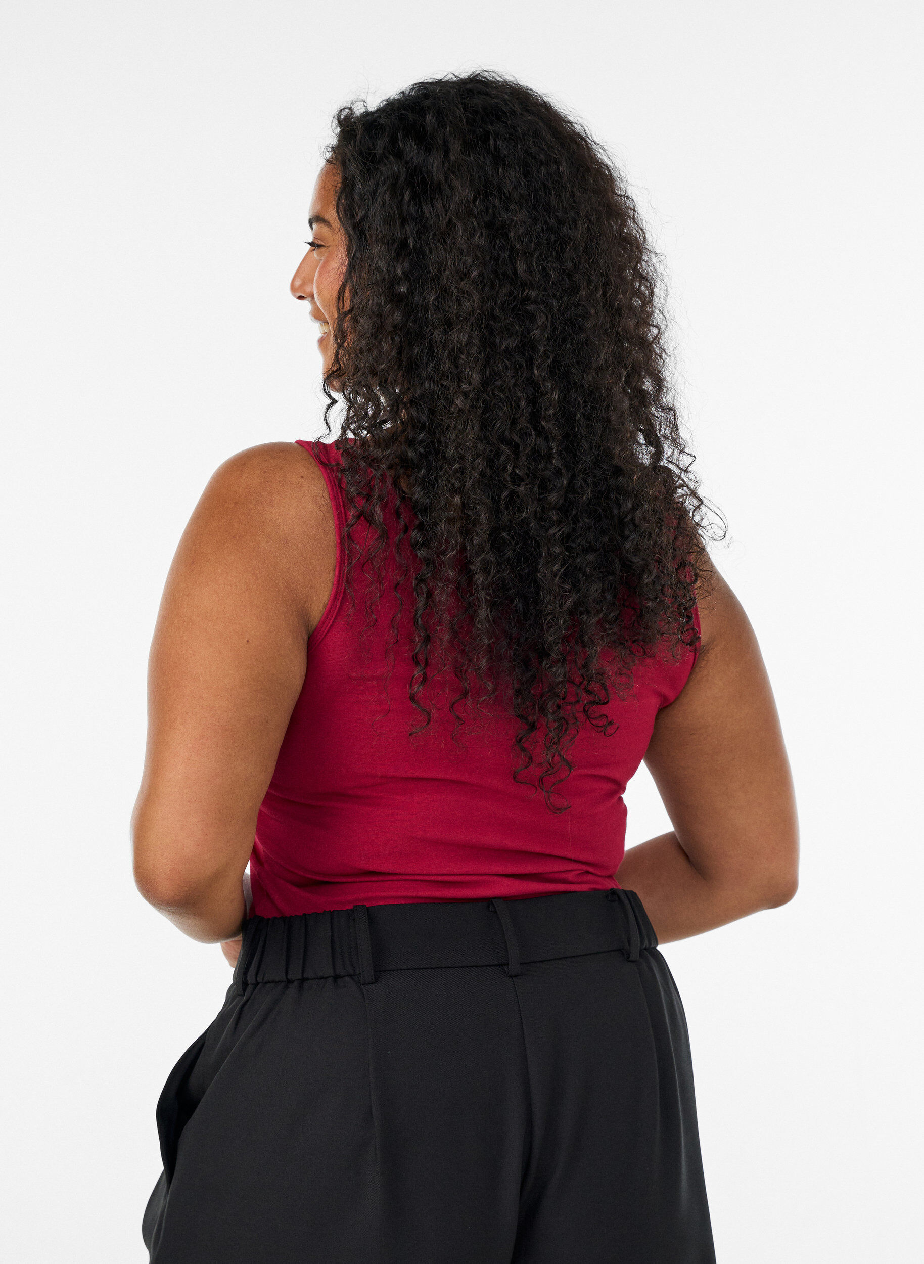 ZizziHaut Basic uni en coton, Bordeaux, Model image number 2