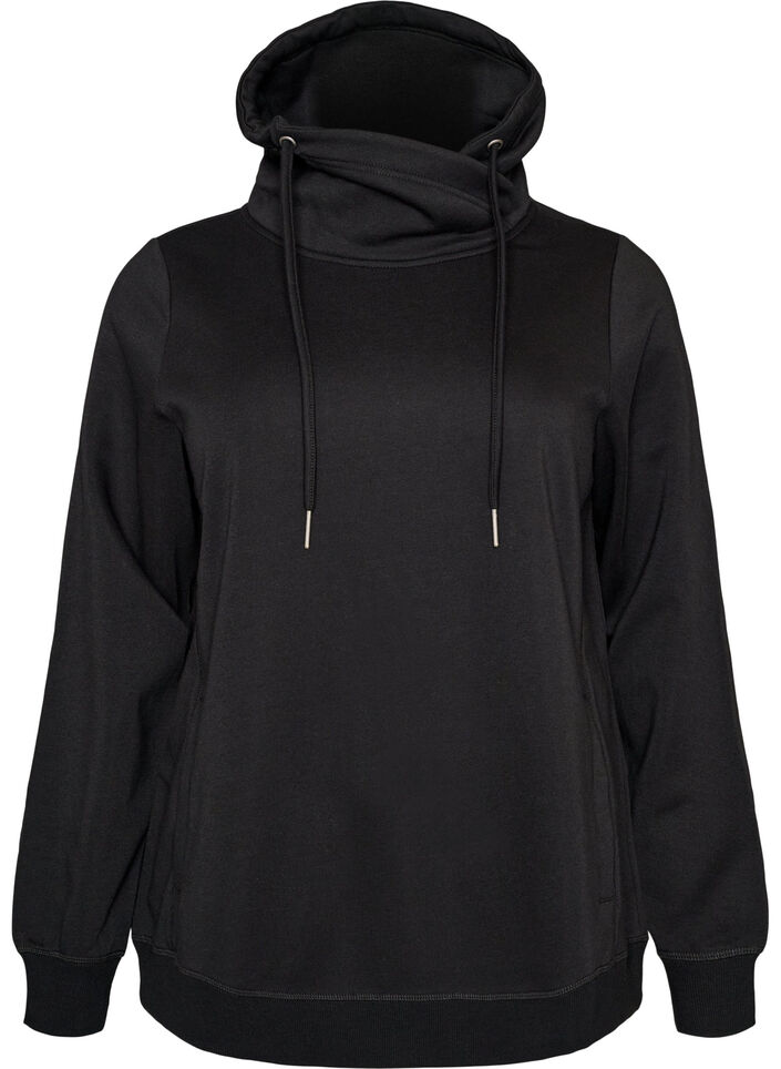 Sweatshirt mit Stehkragen und Taschen, Schwarz, Packshot image number 0