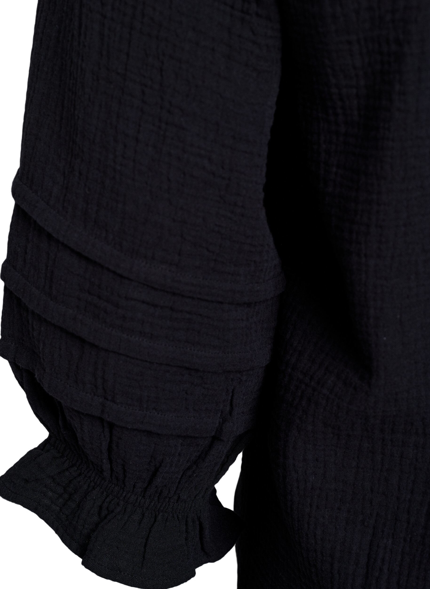 Zizzi Chemise en mousseline de coton avec manches 3/4, Black, Packshot image number 3