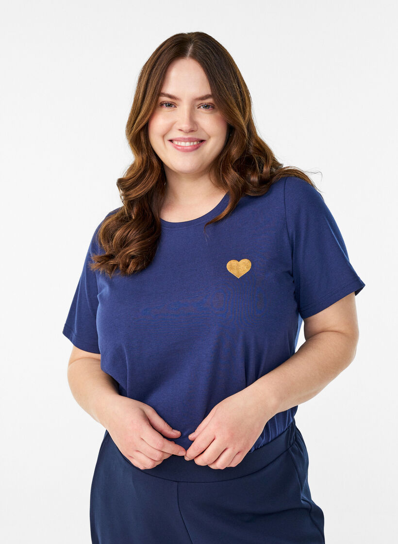 T-Shirt mit Print, Blau, Model image number 0