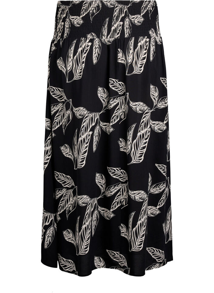 Jupe longue en viscose avec smocks, Noir, Packshot image number 1