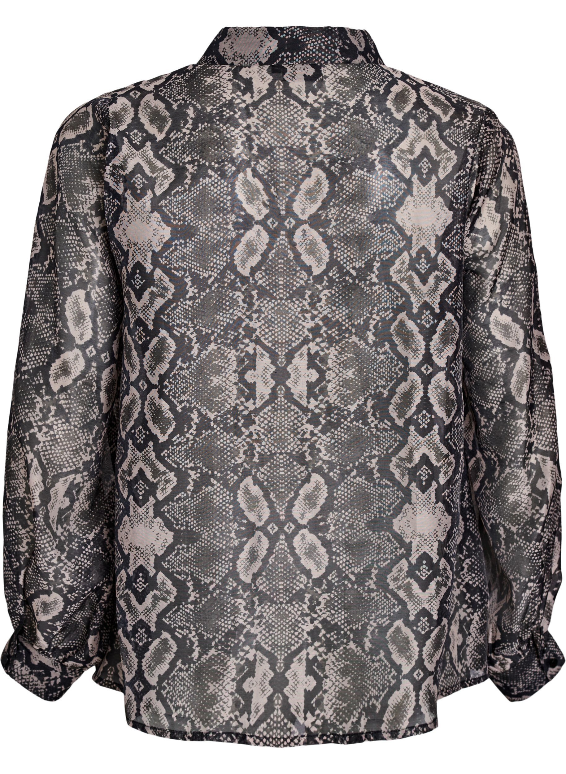 Zizzi Chemise &agrave; manches longues et imprim&eacute; serpent, Gris anthracite, Packshot image number 1