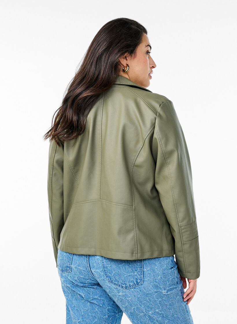 Bikerjacke aus Kunstleder, Gr&uuml;n, Model image number 2
