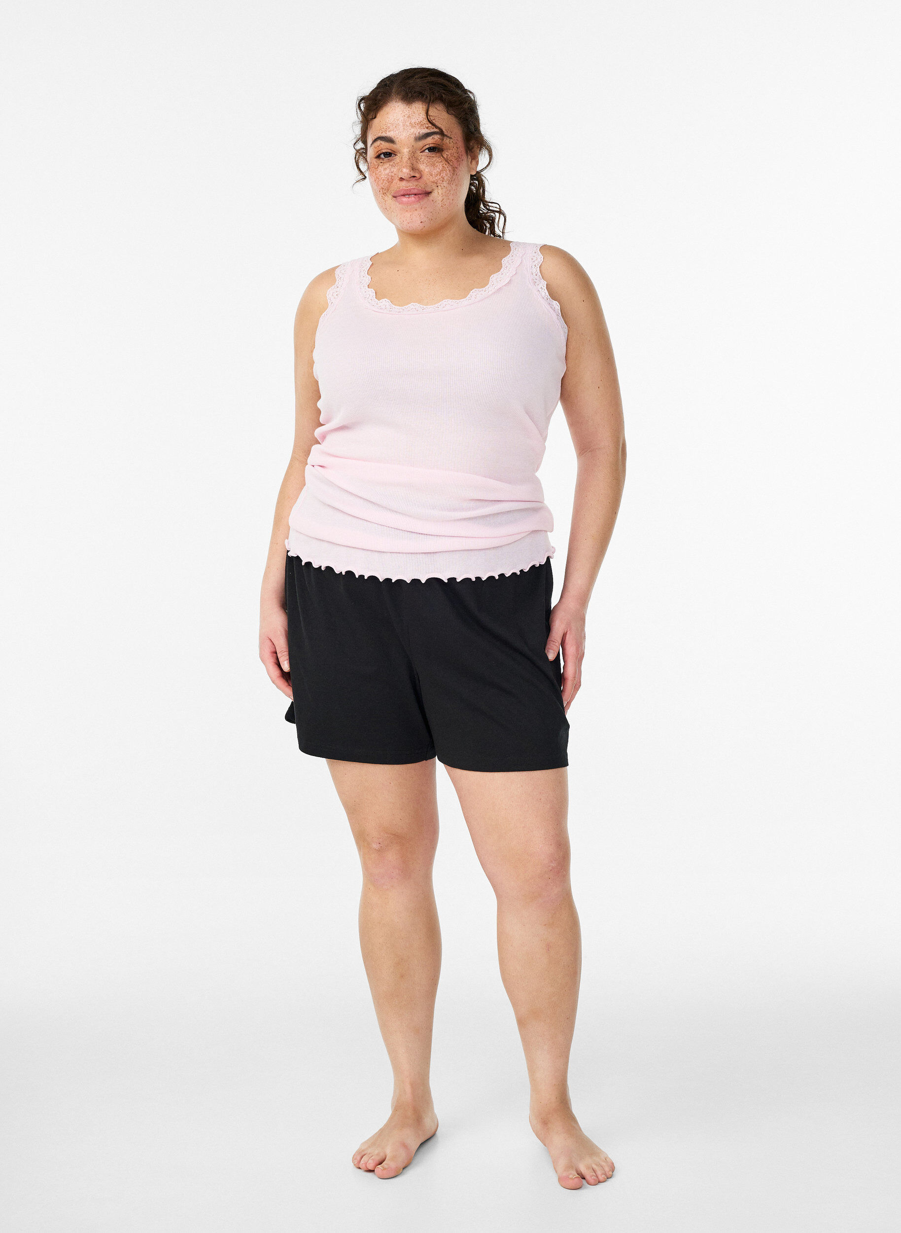 ZizziHaut avec bordure en dentelle, Rose, Model image number 1
