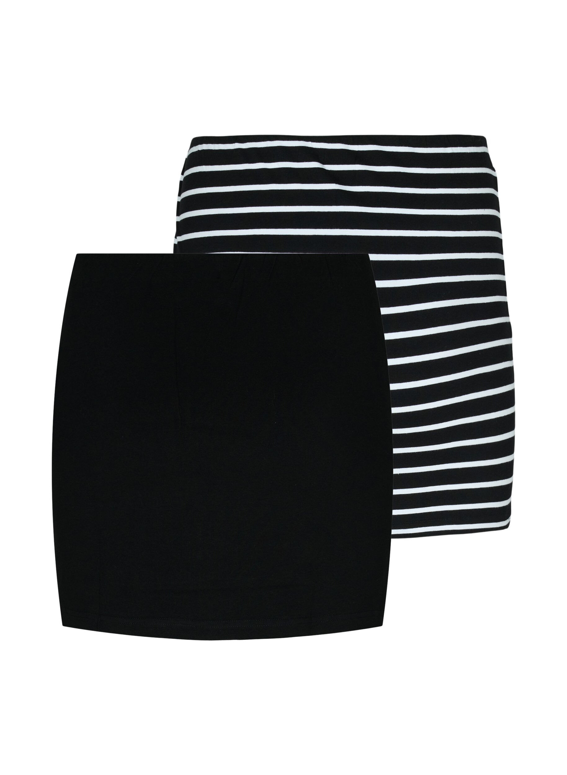 Zizzi Extension de tops 2-pack, Black/Black Stripe, Packshot image number 1
