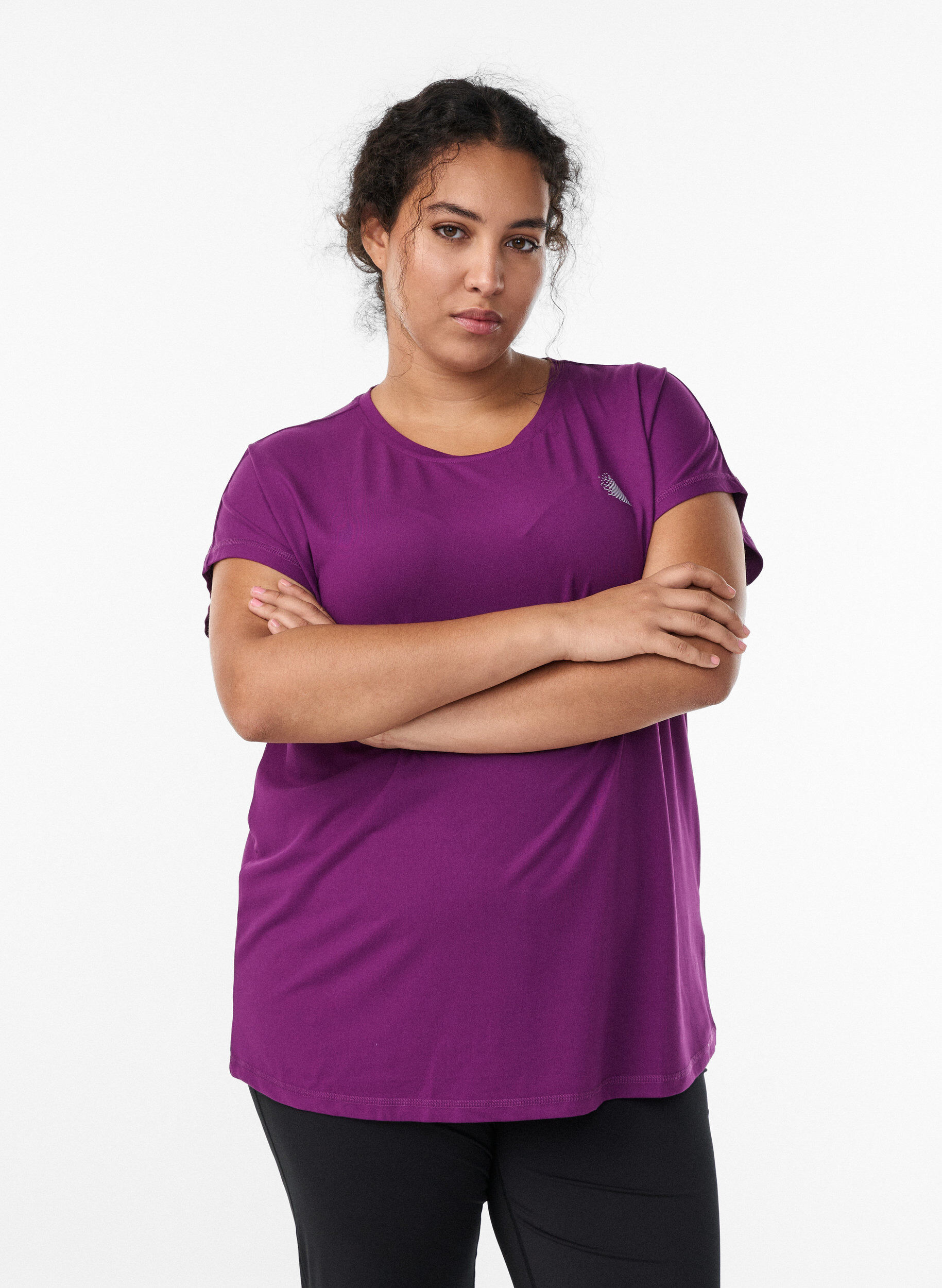 Zizzi T-shirt de sport couleur unie, Violet, Model image number 0