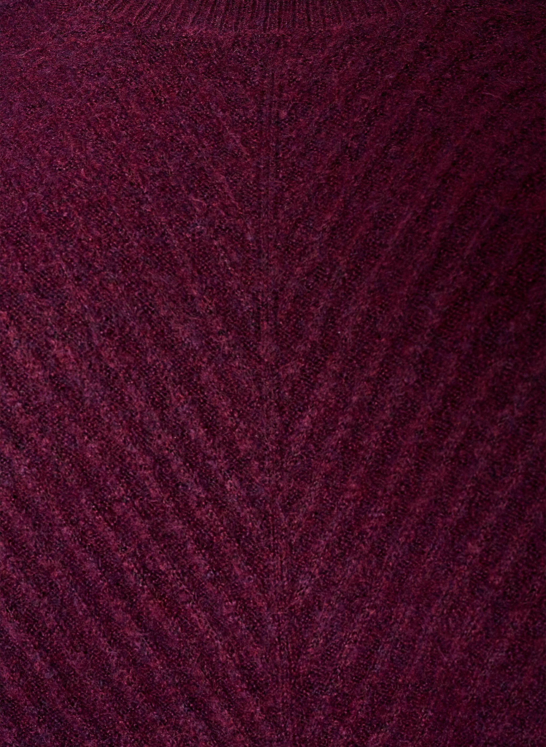 ZizziBlouse en maille avec motif c&ocirc;tel&eacute; en V et fentes, Bordeaux, Packshot image number 2