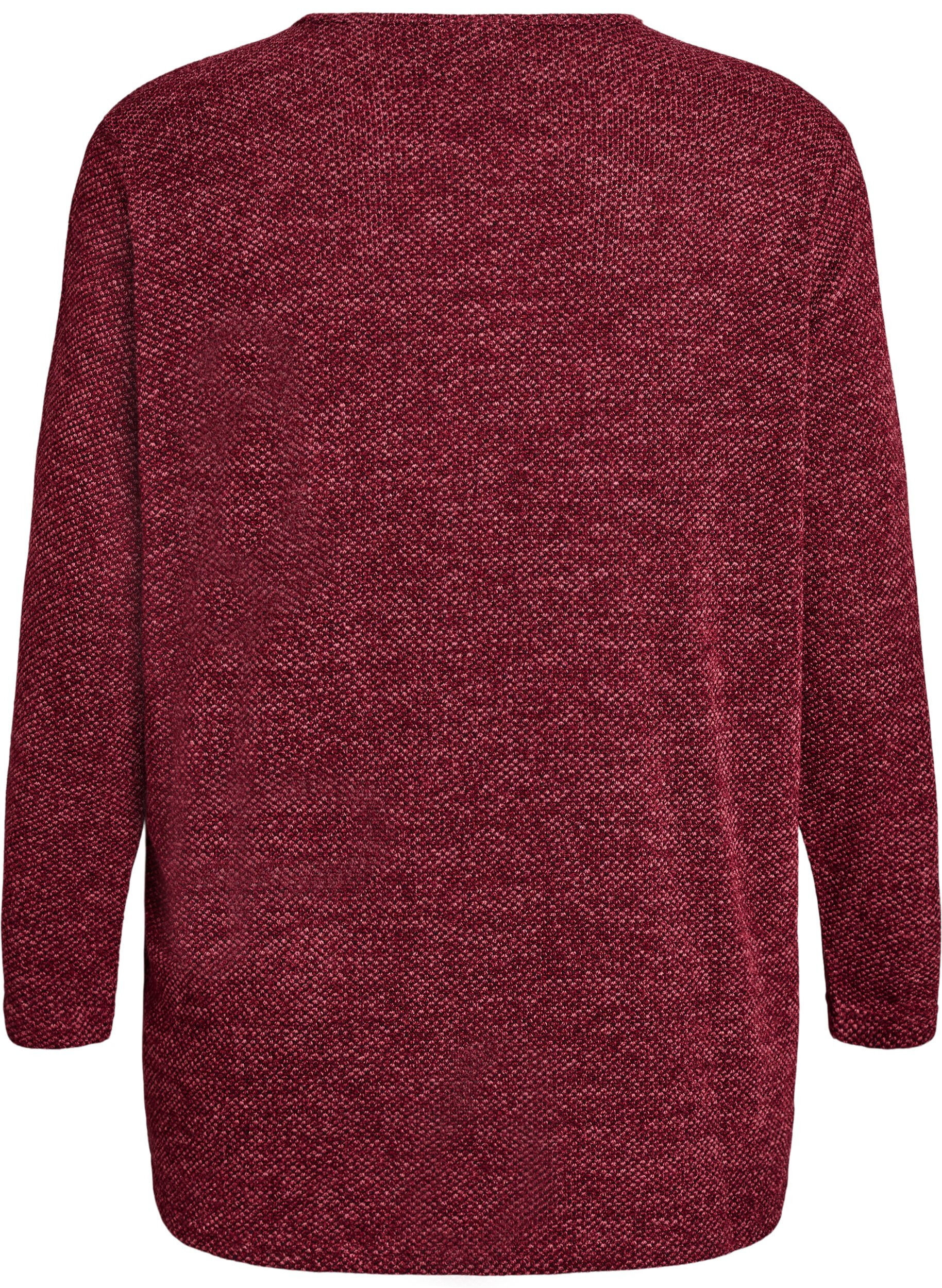 ZizziBlouse &agrave; manches longues avec texture, Bordeaux fonc&eacute;, Packshot image number 1