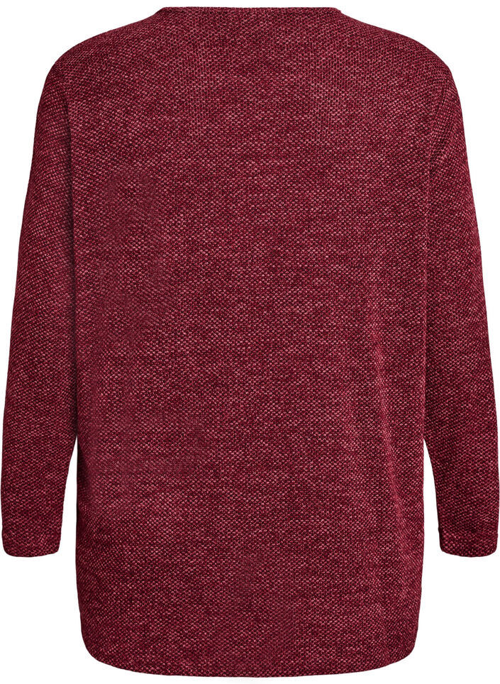 Blouse &agrave; manches longues avec texture, Bordeaux fonc&eacute;, Packshot image number 1