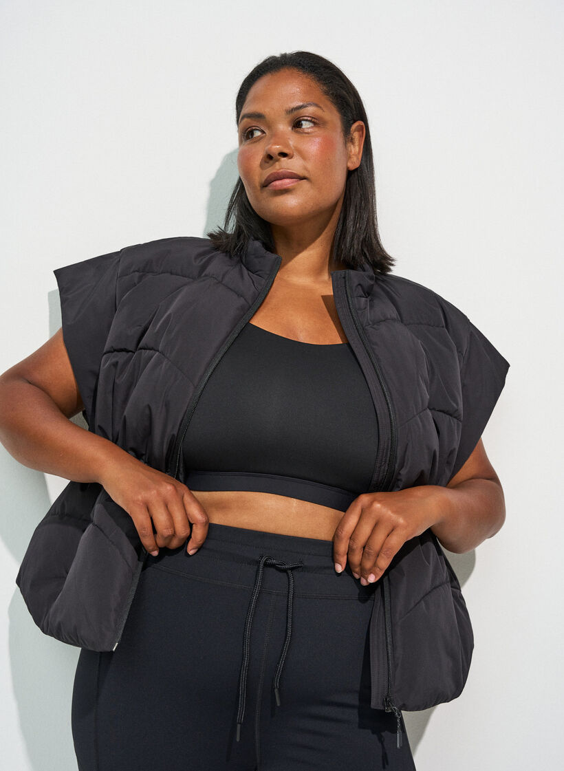 Doudoune sans manches avec taille ajustable, Noir, Model image number 3
