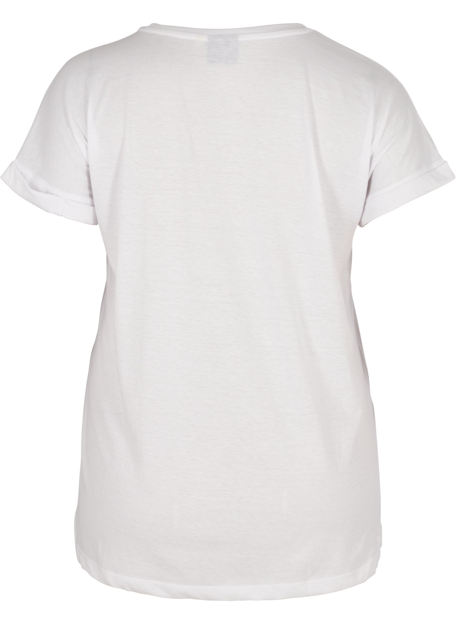 Zizzi T-shirt en m&eacute;lange coton, Bright White, Packshot image number 1
