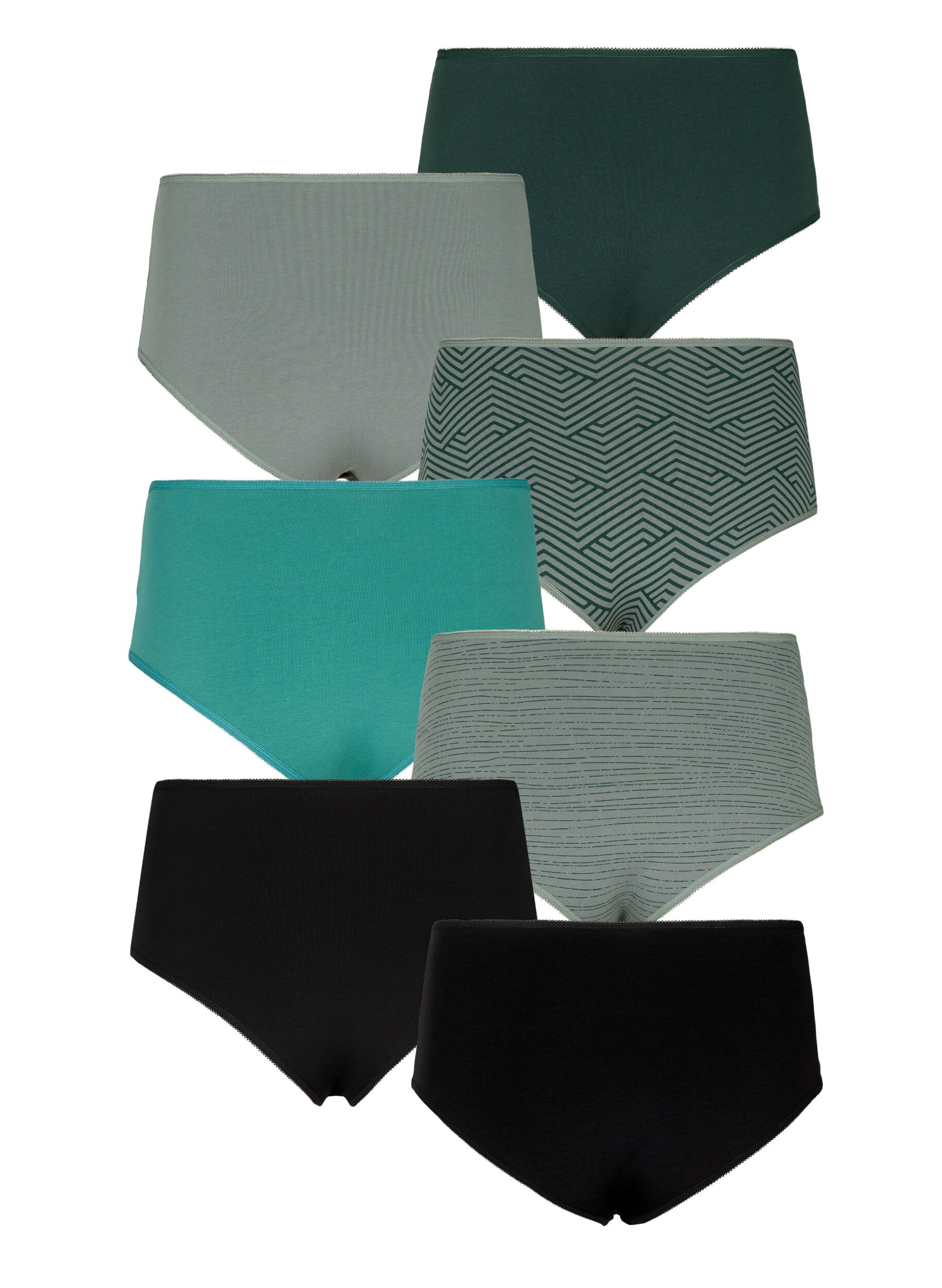 Zizzi 7-pack hipster avec taille r&eacute;guli&egrave;re, Scarab Multi Pack, Packshot image number 1