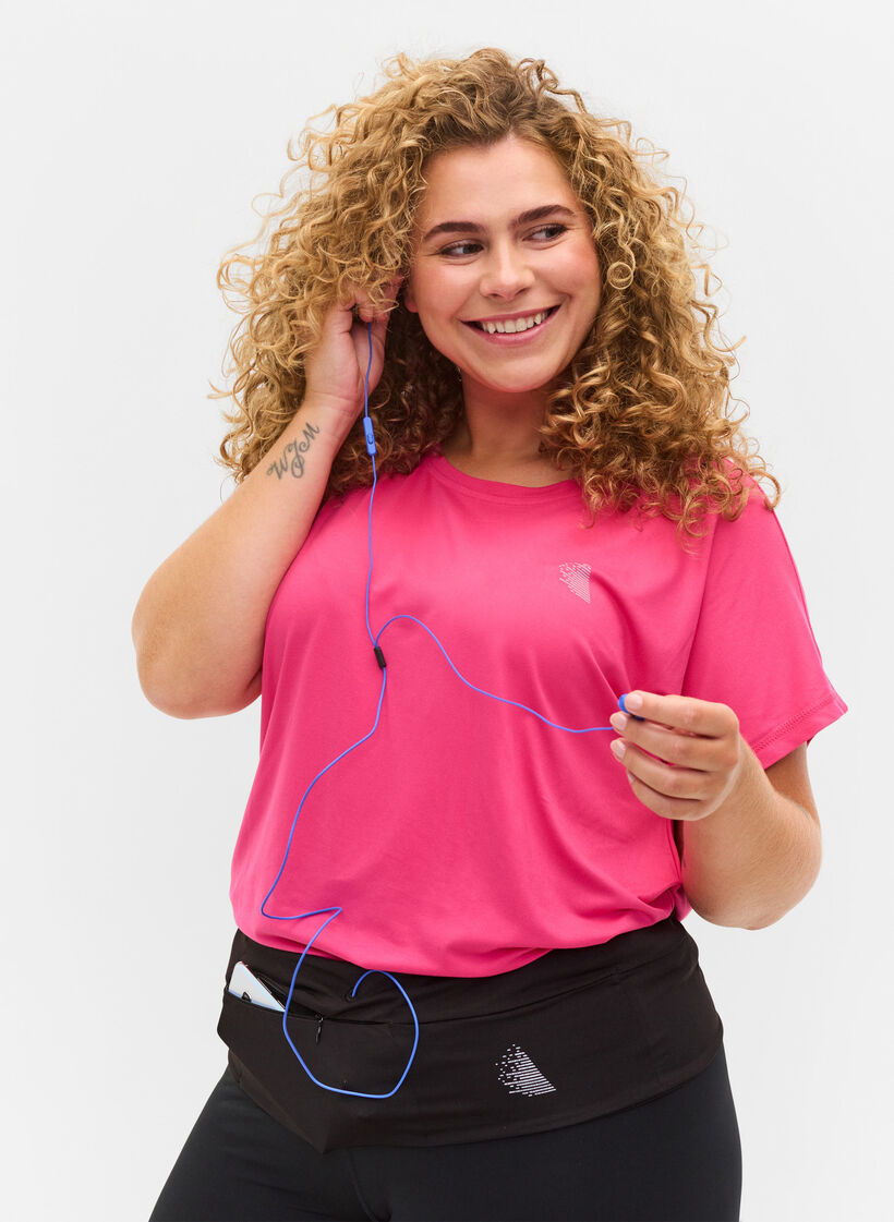 Ceinture de course avec réflecteur et poches, Black, Model image number 0