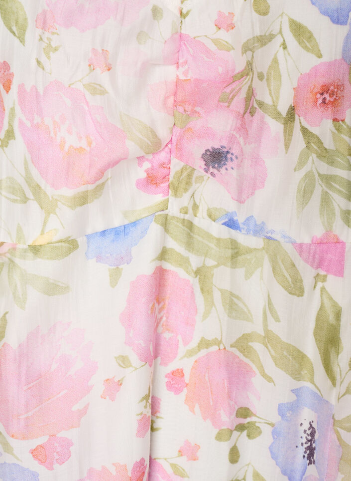 Robe empire &agrave; imprim&eacute; floral avec un large d&eacute;collet&eacute; en V, Blanc, Packshot