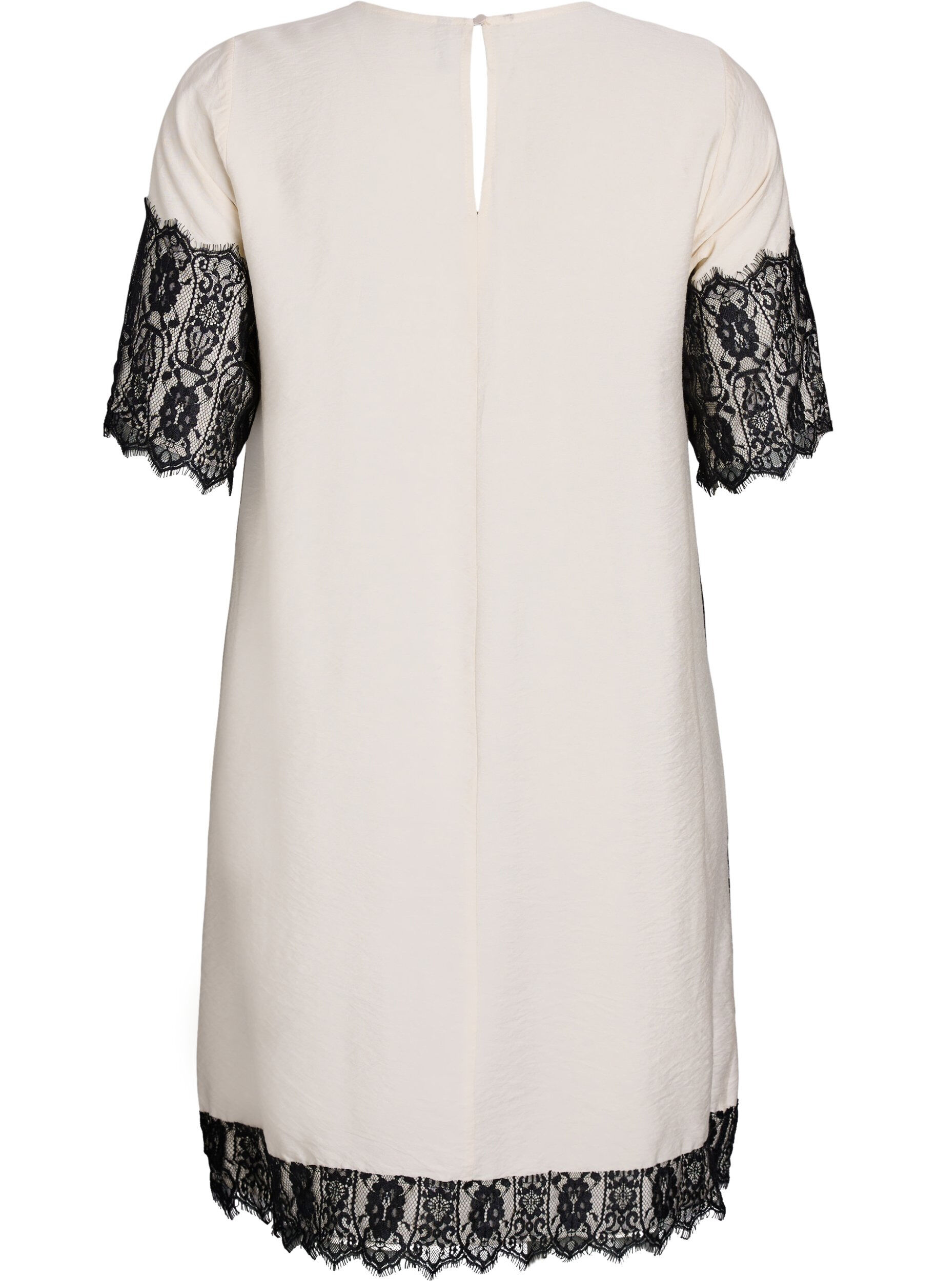 ZizziRobe courte avec des empi&egrave;cements en dentelle contrastants, Beige, Packshot image number 1