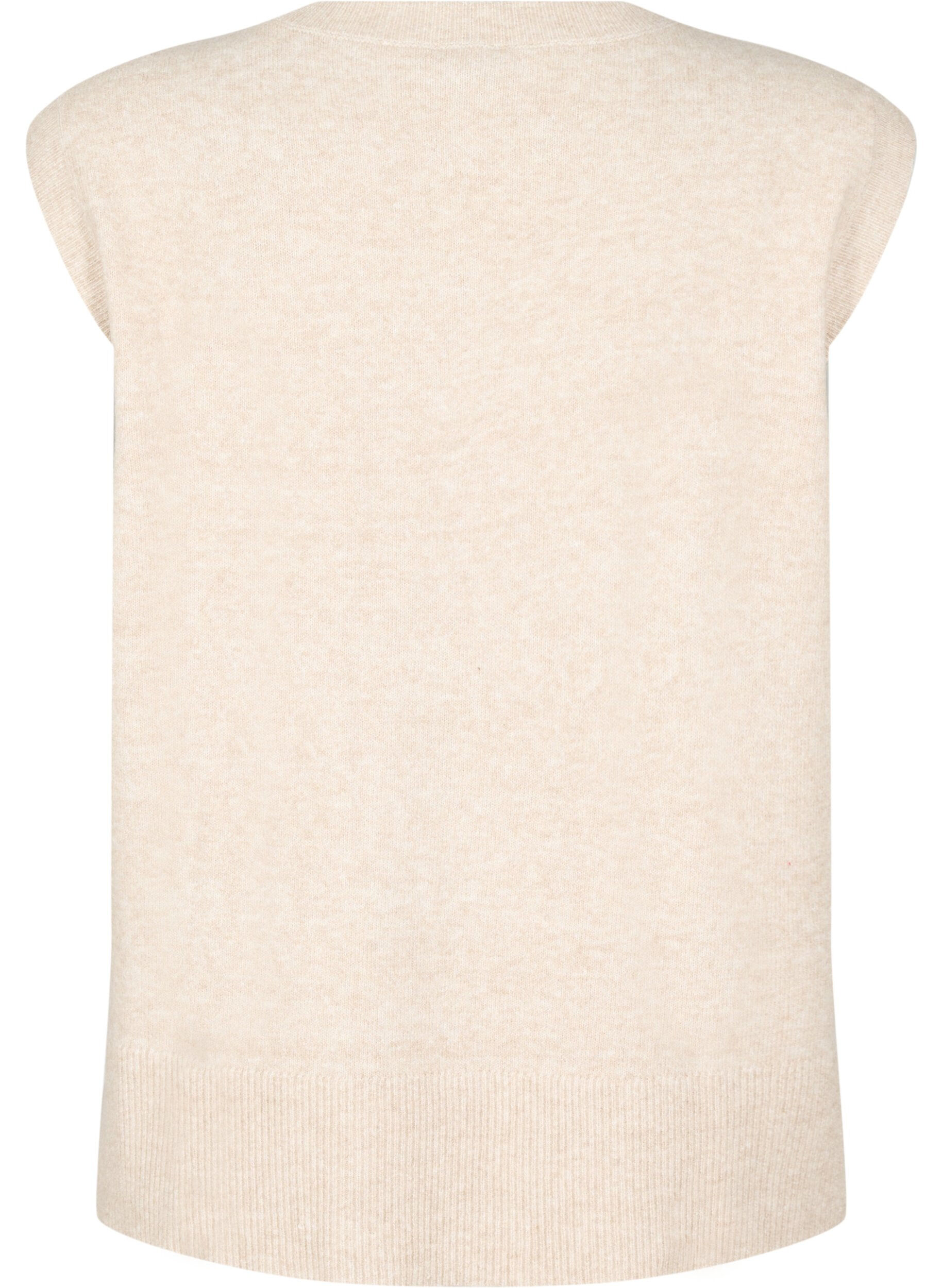 ZizziStrickweste mit Rippb&auml;ndern, Beige, Packshot image number 1