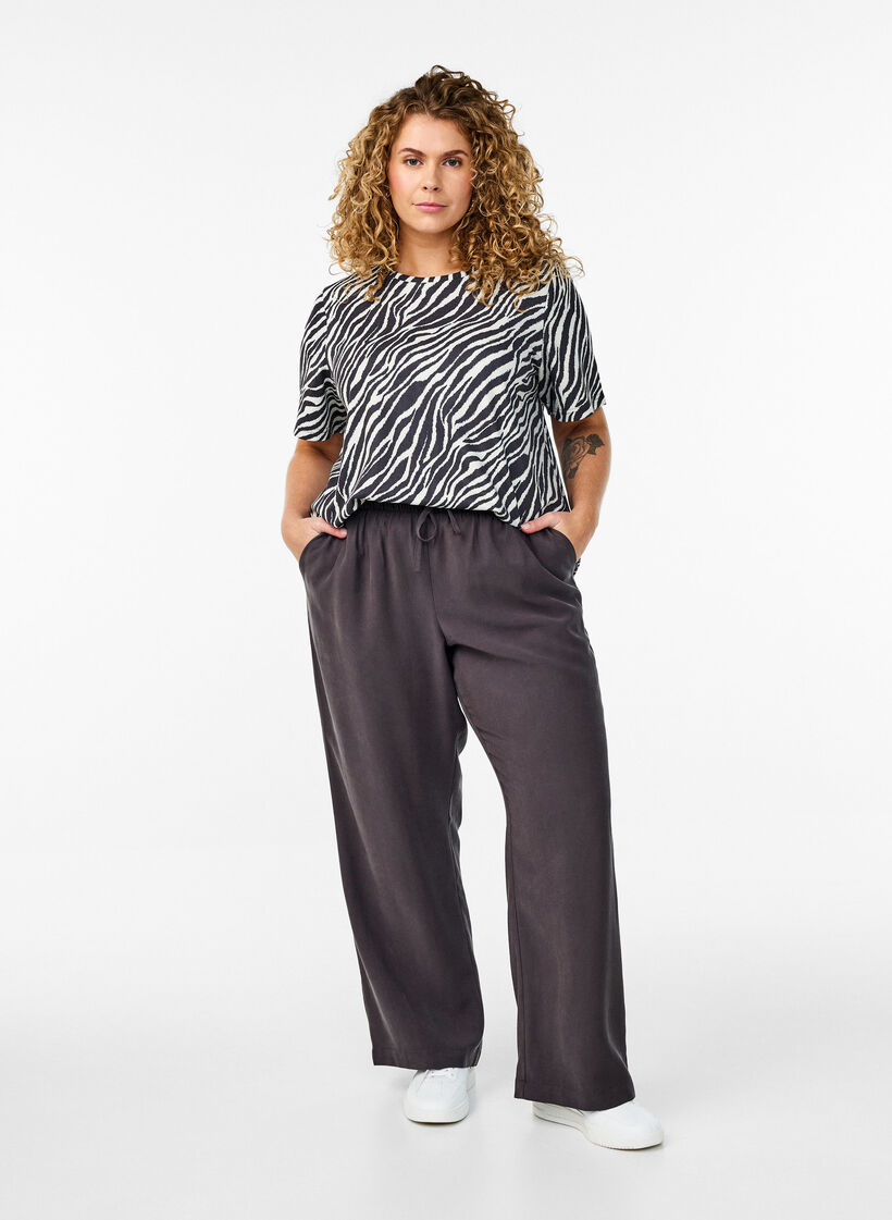 FLASH - Pantalon en viscose avec ceinture élastique, Gris anthracite, Model image number 0