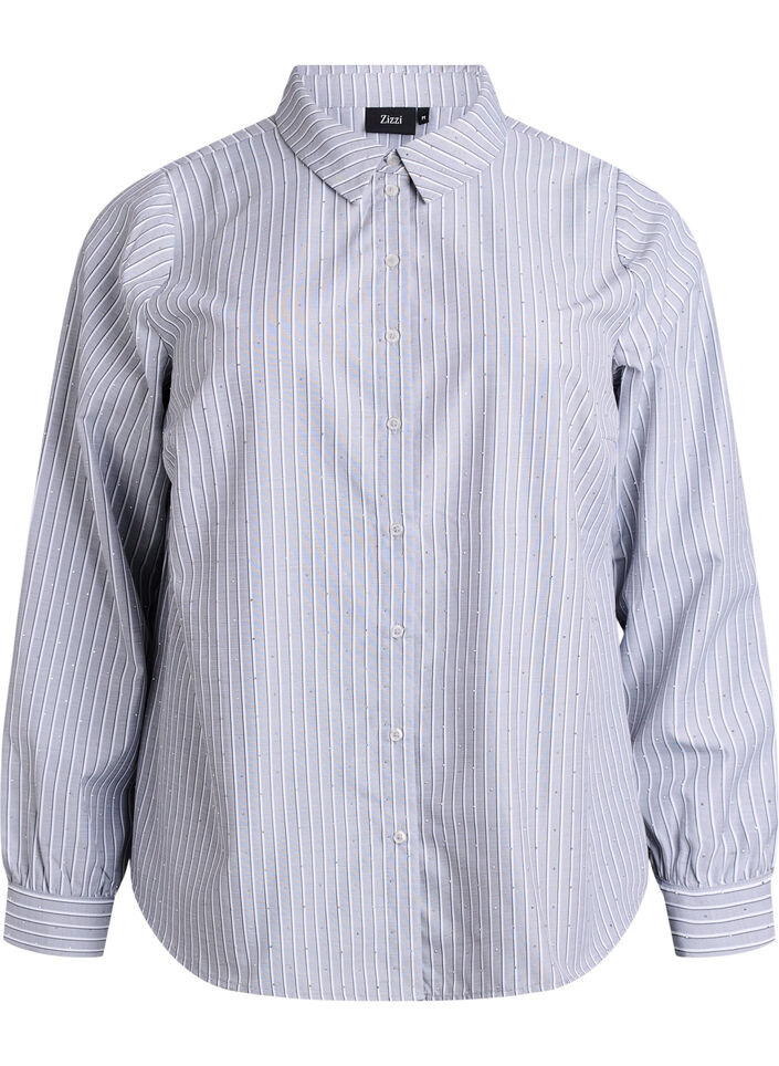 Bluse mit Streifen und Nieten, Schwarz, Packshot image number 0