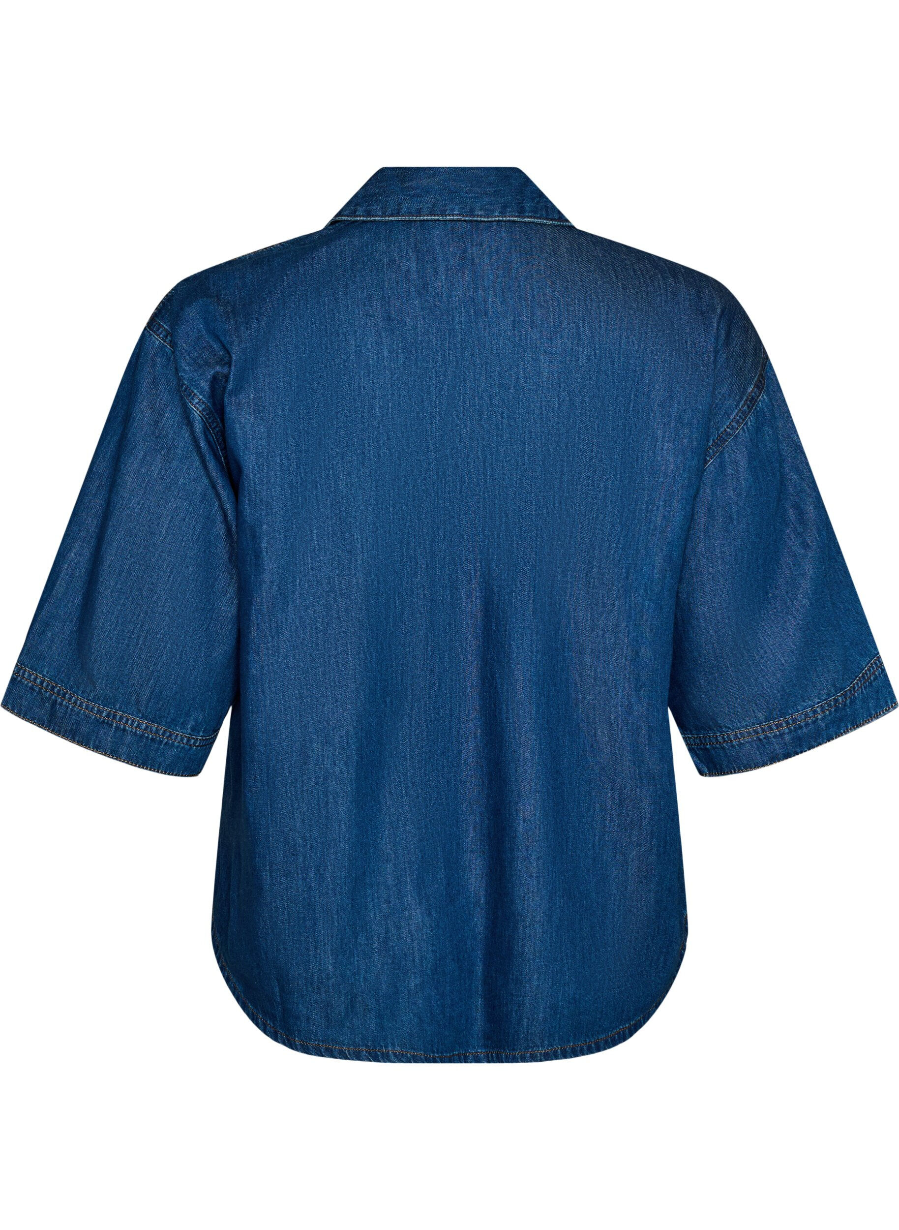 ZizziJeansbluse mit Brusttasche und ellenbogenlangen &Auml;rmeln, Blau, Packshot image number 1