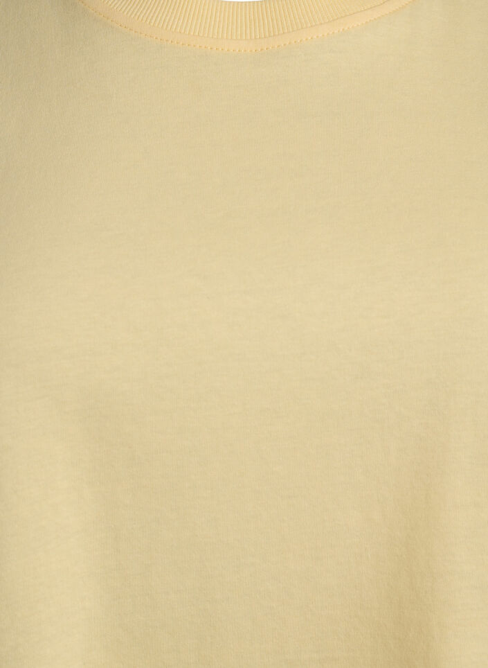 T-shirt basique en coton &agrave; col rond, Jaune clair, Packshot image number 2