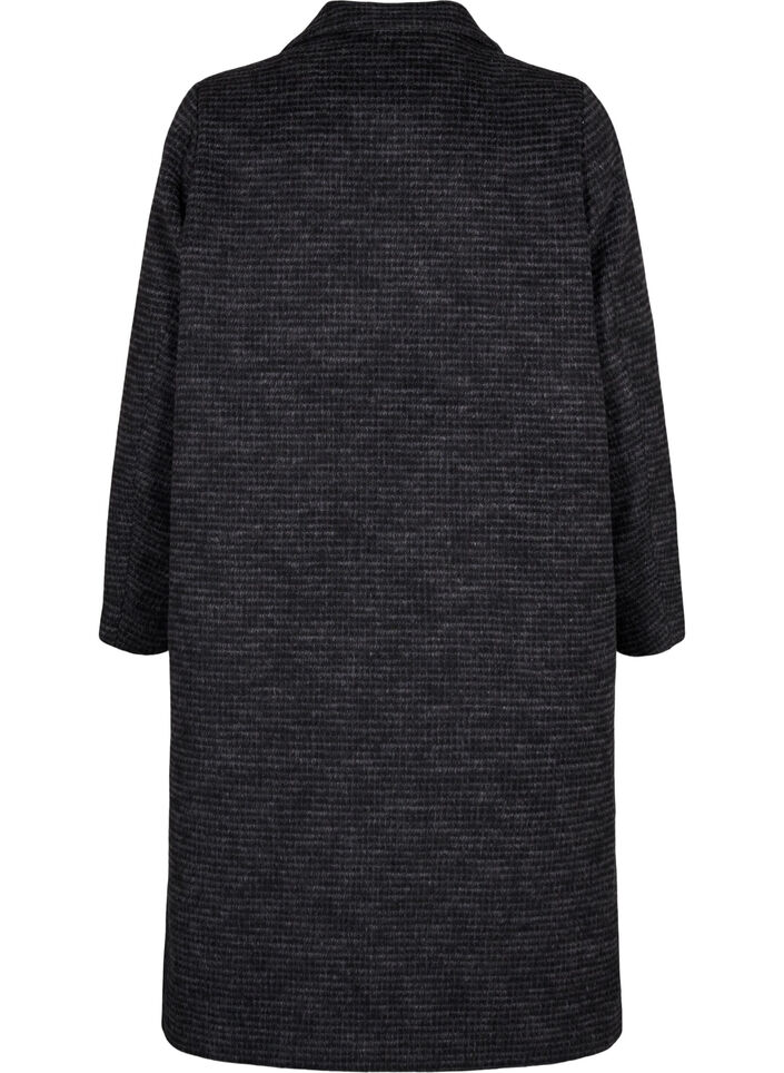 Manteau en laine à carreaux, texture brossée, Black Comb, Packshot image number 1