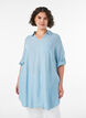 Linen and viscose tunic with A-shape, Light Blue, Model image number 0