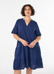 Kurzes A-Linien-Kleid aus Baumwollmusselin, Blau, Model image number 0