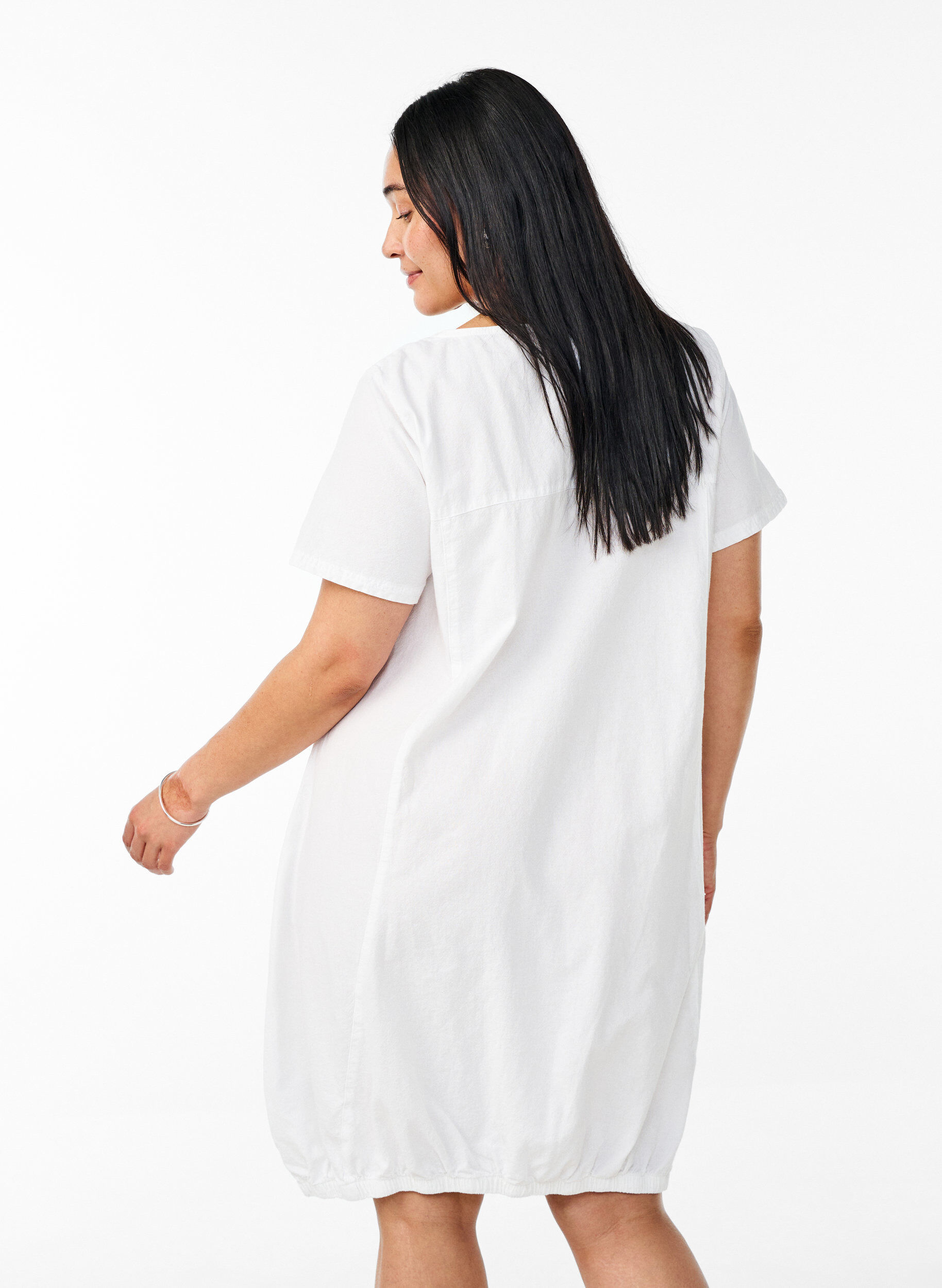 Zizzi Robe en coton &agrave; manches courtes, Blanc, Model image number 2